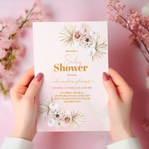 Baby in Bloom Boho Pampas Grass Baby shower Kaart