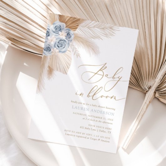 Baby in Bloom Boho Pampas Grass Boy Baby shower Kaart