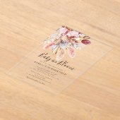 Baby in Bloom Boho Pampas Grass Shower Acryl Uitnodigingen (Laagn)