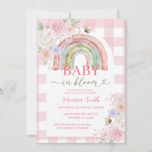 Baby in Bloom Boho Regenboog Roze Baby Shower Kaart