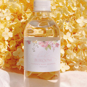 Baby in Bloom Boho Roze Bloemen Meisje Baby Shower Waterfles Etiket