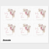 Baby in Bloom Boho Rozen Baby shower Vierkante Sticker (Vel)