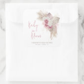 Baby in Bloom Boho Rozen Baby shower Vierkante Sticker (Tas)
