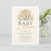 Baby In Bloom Boho Wilde Bloem Baby Borrel Kaart (Staand voorkant)