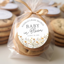 Baby In Bloom Boho Wilde Bloem Baby Shower Ronde Sticker