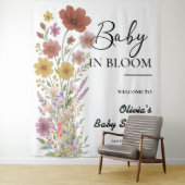Baby in Bloom | Boho Wilde Bloemenscherm Wandkleed (In situ)