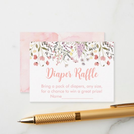 Baby in Bloom Boho Wildflower Baby Luier Raffle Informatiekaartje (Voorkant / Achterkant in situ)