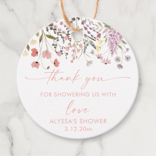 Baby in Bloom Boho Wildflower Baby shower Bedankjes Labels (Voorkant)