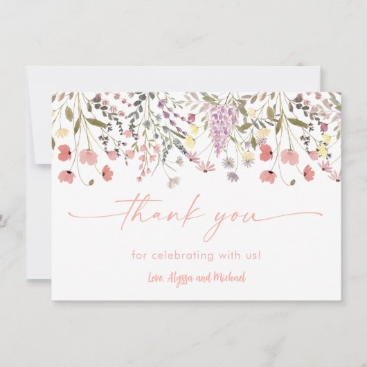 Baby in Bloom Boho Wildflower Baby shower Bedankkaart (Voorkant)