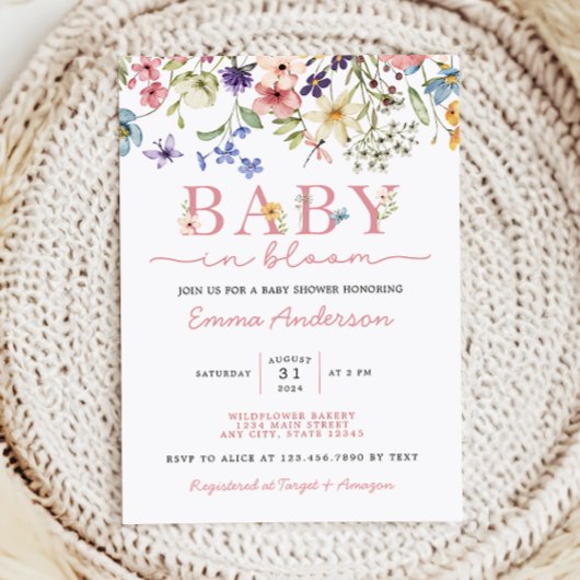Baby in Bloom Boho Wildflower Baby shower Kaart
