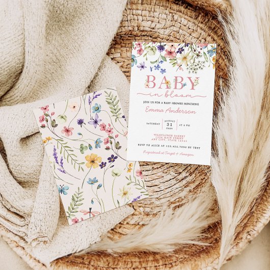Baby in Bloom Boho Wildflower Baby shower Kaart