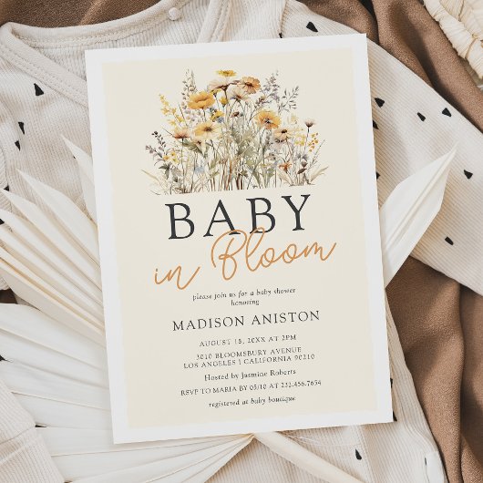 Baby in Bloom Boho Wildflower Baby shower Kaart