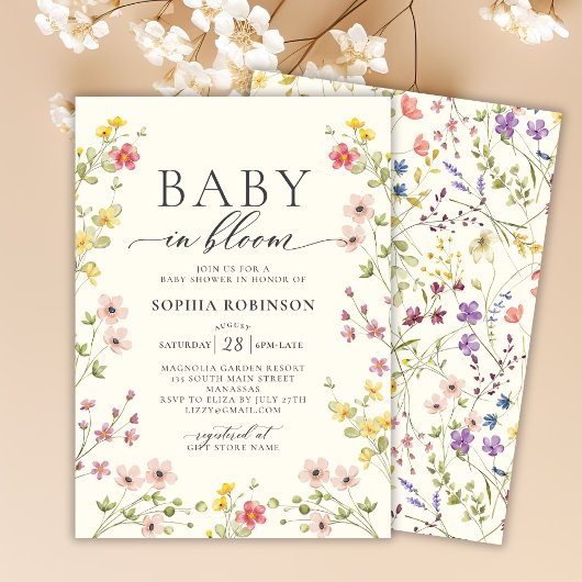 Baby in Bloom Boho Wildflower Baby shower Kaart