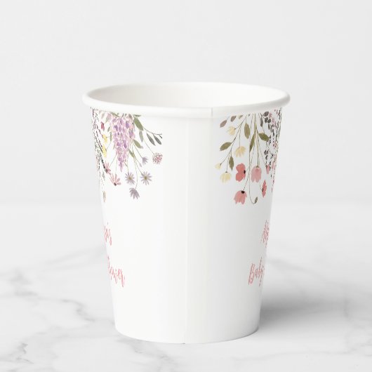 Baby in Bloom Boho Wildflower Baby shower Papieren Bekers (Rechts)