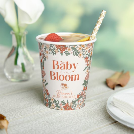 Baby in Bloom Boho Wildflower Baby Shower Papieren Bekers (Insitu)