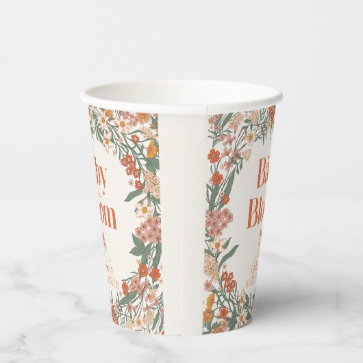 Baby in Bloom Boho Wildflower Baby Shower Papieren Bekers (Rechts)