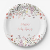 Baby in Bloom Boho Wildflower Baby shower Papieren Bordje (Voorkant)