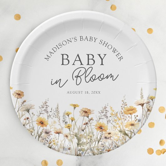 Baby In Bloom Boho Wildflower Baby Shower Papieren Bordje