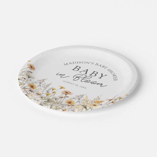 Baby In Bloom Boho Wildflower Baby Shower Papieren Bordje (Gekanteld)