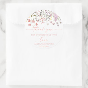 Baby in Bloom Boho Wildflower Baby shower Ronde Sticker
