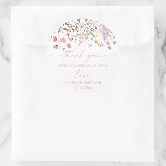 Baby in Bloom Boho Wildflower Baby shower Ronde Sticker (Tas)