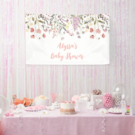 Baby in Bloom Boho Wildflower Baby shower Spandoek (Feest)