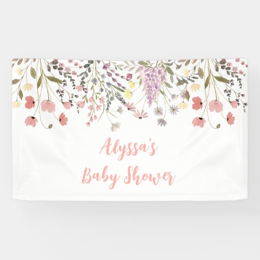 Baby in Bloom Boho Wildflower Baby shower Spandoek (Horizontaal)