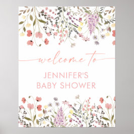Baby in Bloom Boho Wildflower Baby shower Welkom Poster