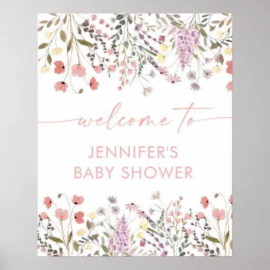 Baby in Bloom Boho Wildflower Baby shower Welkom Poster (Voorkant)