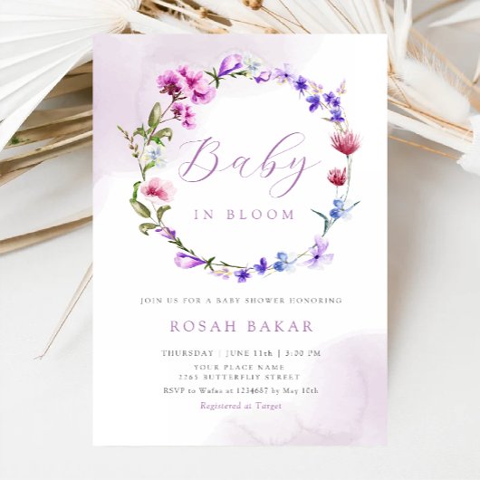 Baby in Bloom Boho Wildflower Floral Baby shower Kaart