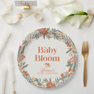 Baby in Bloom Boho Wildflower Meisje Baby shower Papieren Bordje