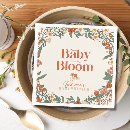 Baby in Bloom Boho Wildflower Meisje Baby shower Servet