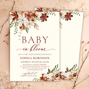 Baby in Bloom Boho Wildflower Rustiek Baby shower Kaart