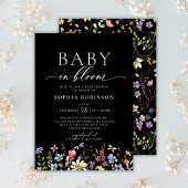Baby in Bloom Boho Wildflower Zwart Baby shower Kaart