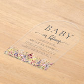Baby in Bloom Boho Wildflowers Arch Baby shower Acryl Uitnodigingen (Laagn)
