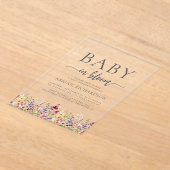 Baby in Bloom Boho Wildflowers Baby shower Acryl Uitnodigingen (Laagn)