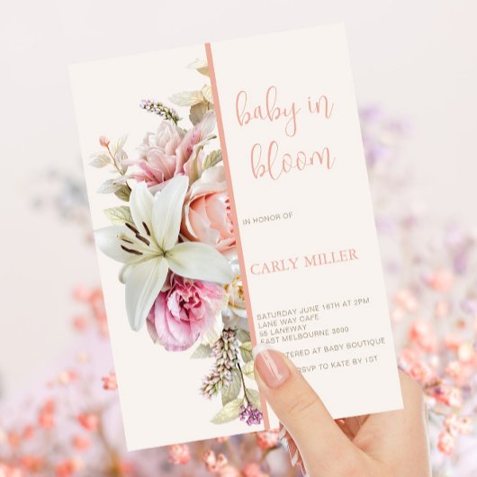 Baby In Bloom Bold Floral Baby shower Uitnodiging
