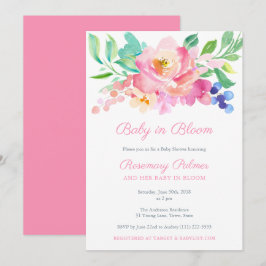 Baby in Bloom Bold Summer Floral Girl Baby shower Kaart