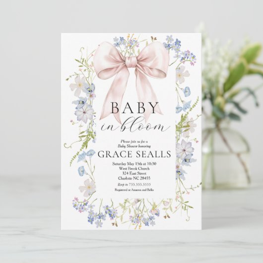 baby in Bloom boog Baby shower Uitnodiging (Staand voorkant)