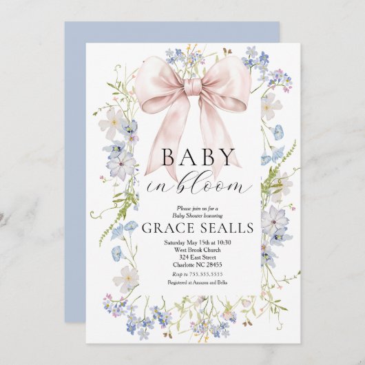 baby in Bloom boog Baby shower Uitnodiging (Voorkant / Achterkant)