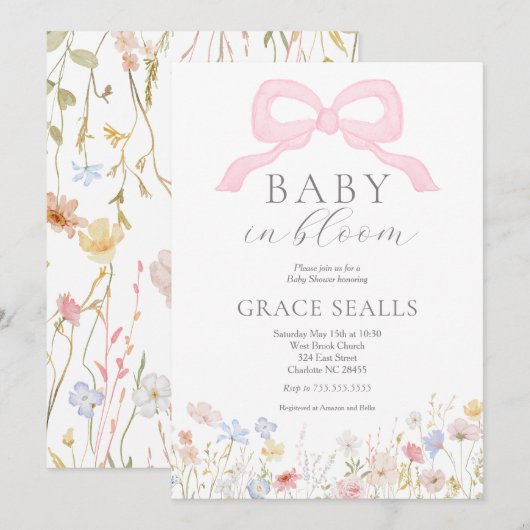 baby in Bloom boog Baby shower Uitnodiging (Voorkant / Achterkant)