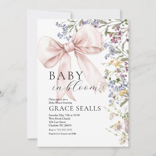 baby in Bloom boog Baby shower Uitnodiging (Voorkant)