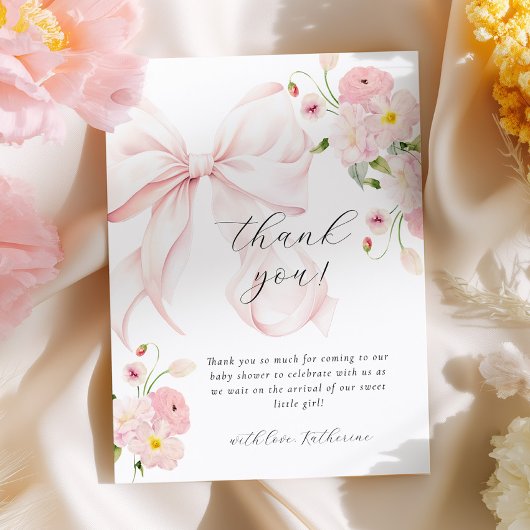 Baby In Bloom Boog Roze Bedankkaart