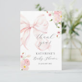 Baby in bloom boog roze dank u kaart (Staand voorkant)