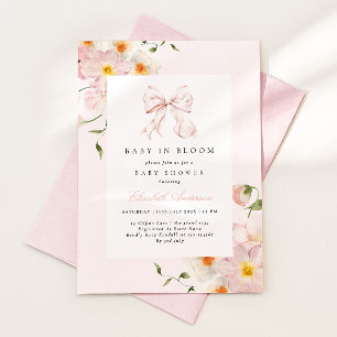 Baby In Bloom Boog Zachte Roze Baby Shower Uitnodi Kaart