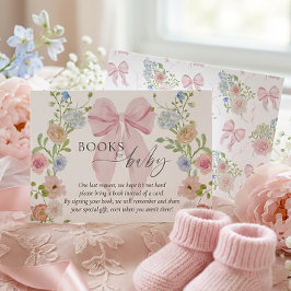 Baby in Bloom Book Request Pink Bow Baby Shower Informatiekaartje