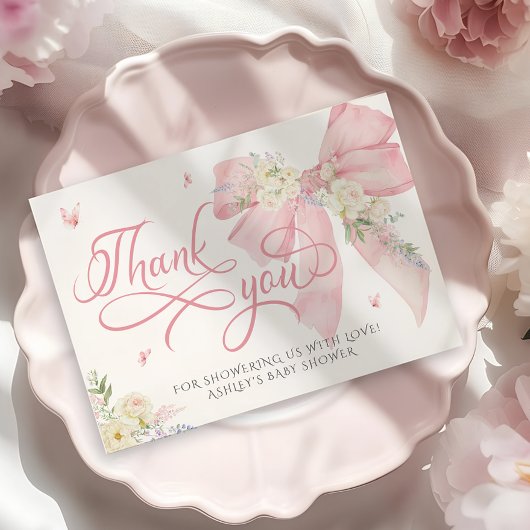 Baby in Bloom Bow Baby shower bedankkaart Kaart