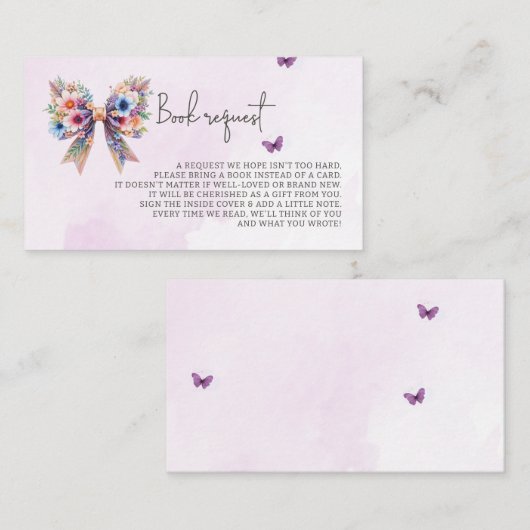 Baby in Bloom Bow Baby shower Boek Aanvraag Informatiekaartje (Voorkant / Achterkant)