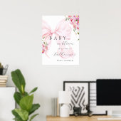 Baby in Bloom Bow Baby Shower Welcome Poster (Thuiskantoor)