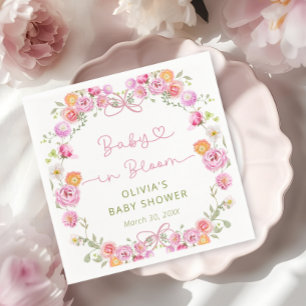 Baby in Bloom Bow Floral Baby shower Servet